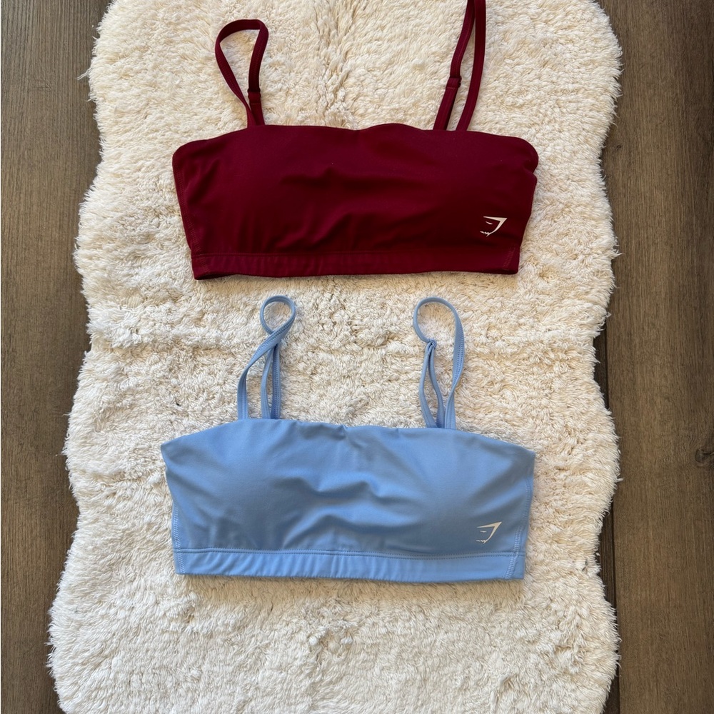 Gymshark bandeau sports bras Set- marrones and Blue